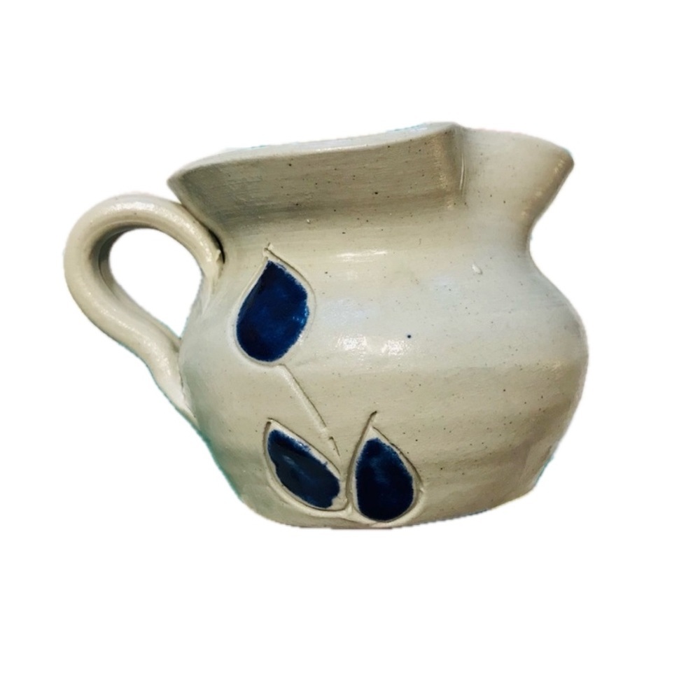 Williamsburg Pottery Creamer Clay Blue farmhouse taupe pitcher